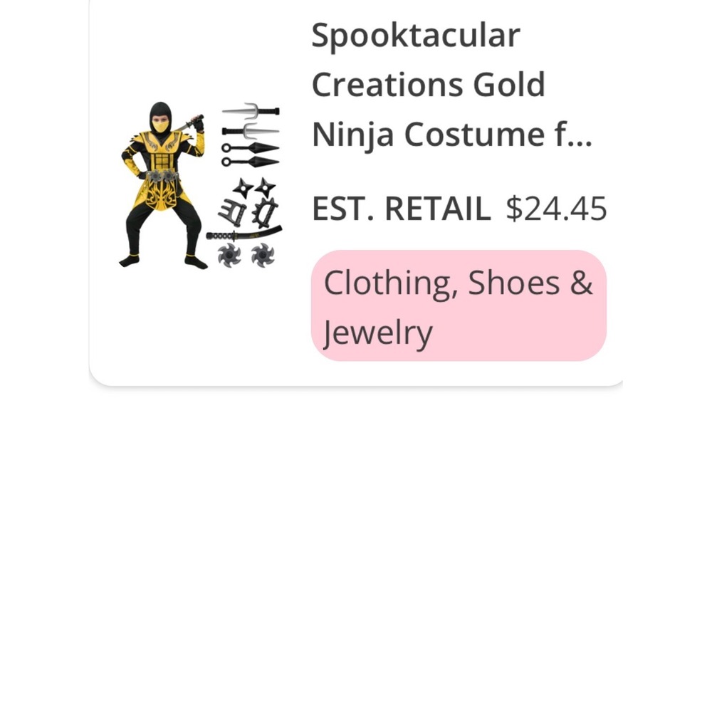 Spooktacular Creations Gold Ninja Warrior Costume Boys Small Black Gold 16pc Set - Picture 6 of 7